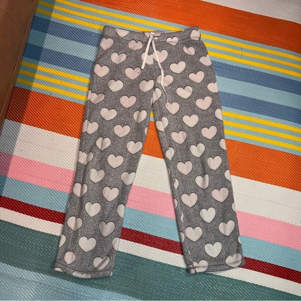 Secret Treasures Gray Heart Polar Fleece Kid Girls Size Medium 8-10 Pajama Pants